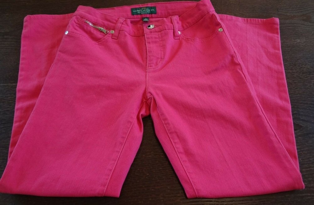 Women's Lauren Jeans Company  Ralph Lauren Petite Hot  Pink Jeans size 4